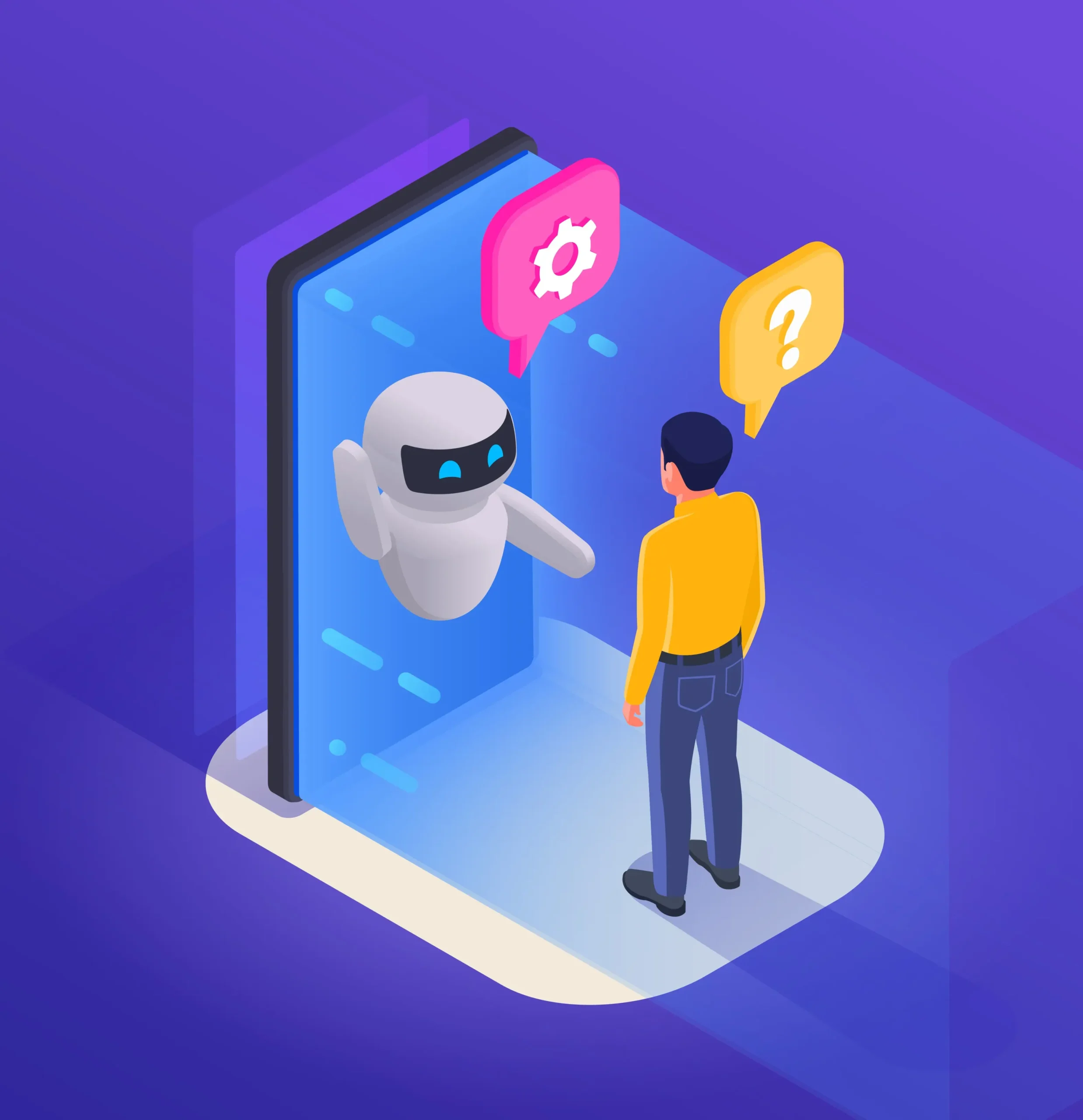 chatbot_messenger_AI_isometric